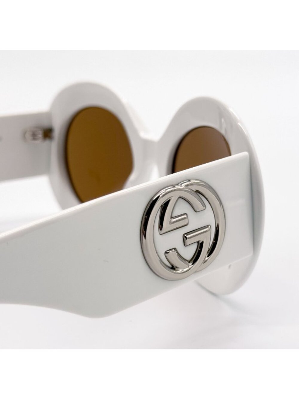 NEW GUCCI SUNGLASSES GG1647S 003 WOMEN ROUND WHITE BROWN EYEWEAR - Picture 7 of 12